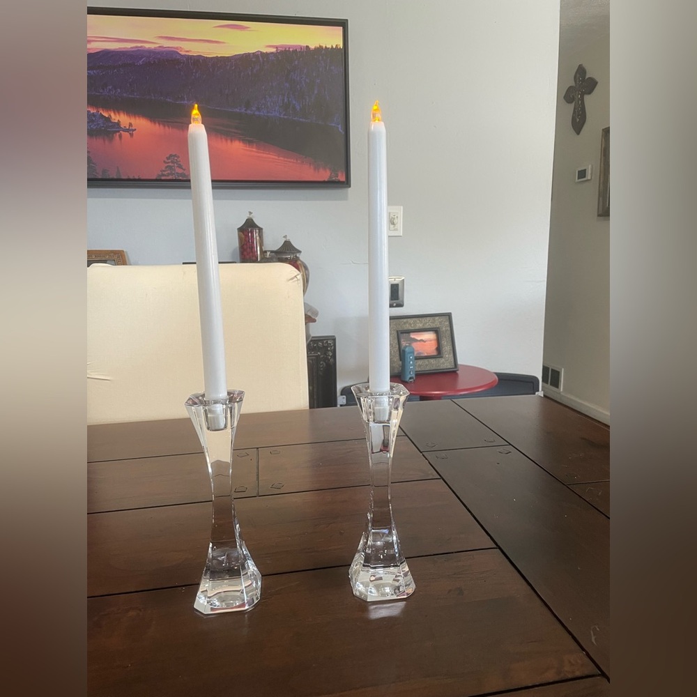 Villeroy & Boch Clear Crystal Taper Candle Holders - Pair